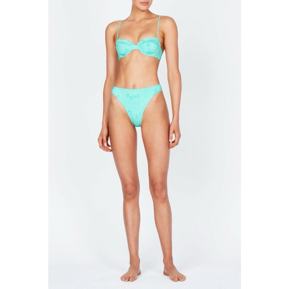 NWT TRIANGL Rhian Teal Floral Neoprene Bikini Set Underwire Swimwear M